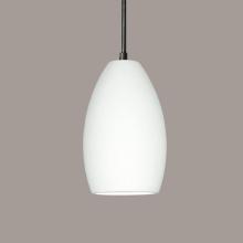 A-19 P1501-1LEDE26-A31-BCC - Antigua Pendant: Satin White (E26 Base Dimmable LED (Bulb included)) (Black Cord & Canopy)