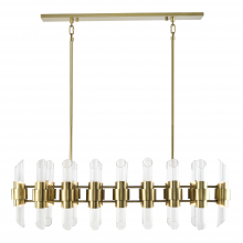 ZEEV Lighting CD10365-32-AGB - Pillar 48" 32-Light, Duo Linear Glass Chandelier in Aged Brass